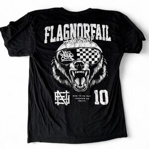Flag Nor Fail men's black double-sided graphic T-shirt size medium